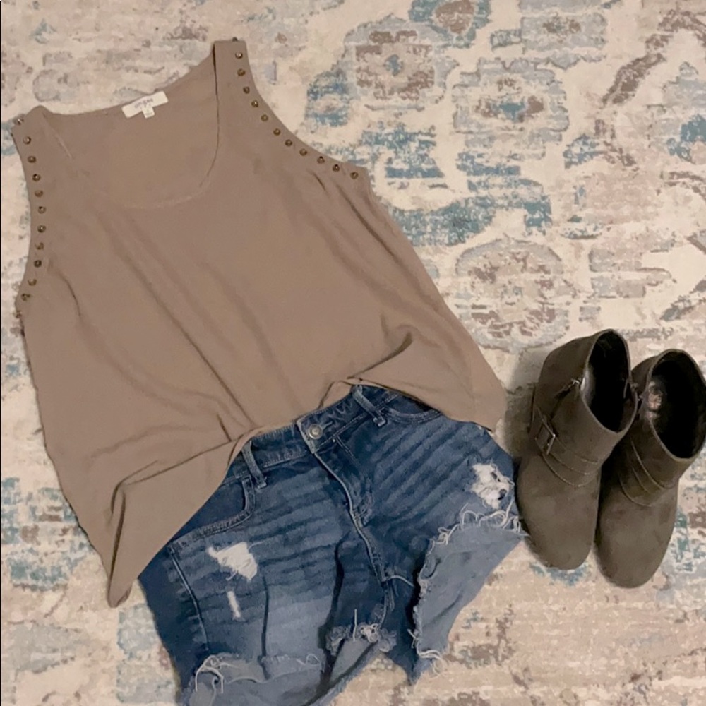 Umgee Tan Tank with Gold Spikes